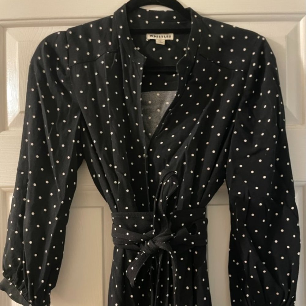 Whistles Black and white polka dot long sleeve maxi dress